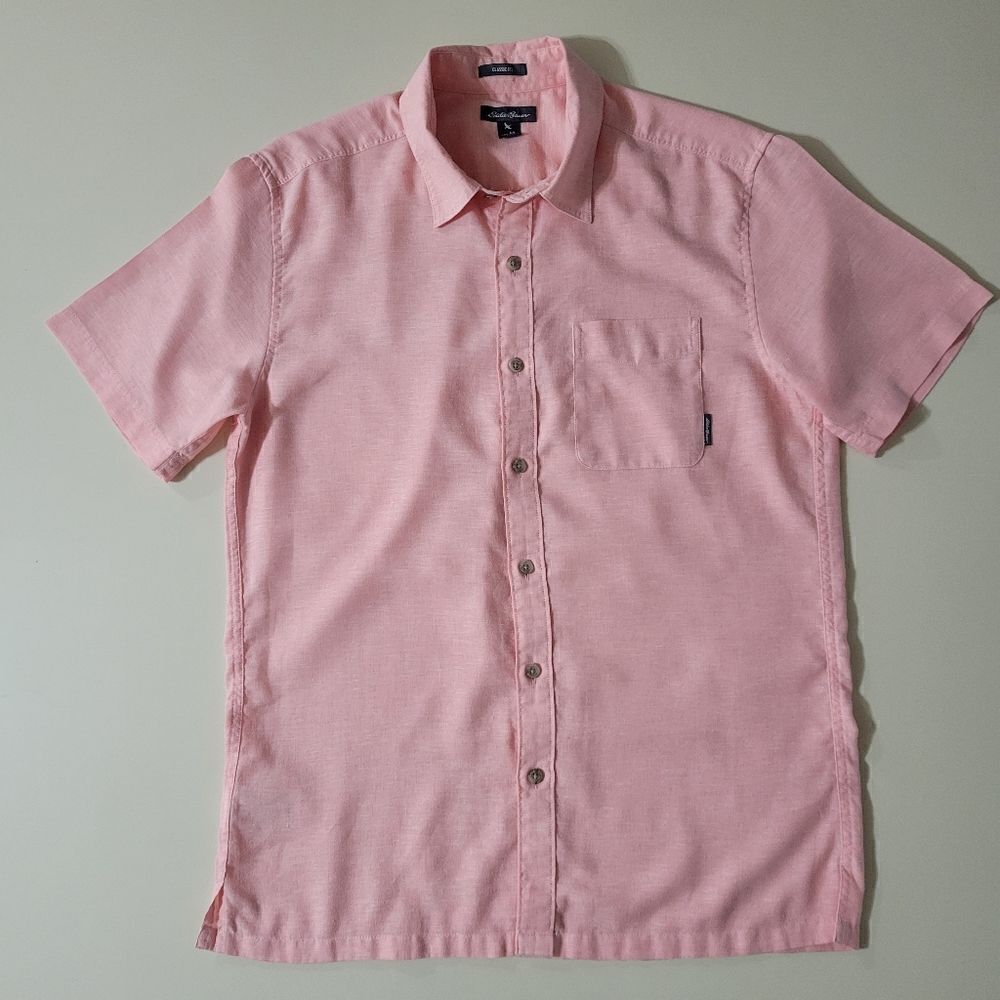 Eddie Bauer Men's Classic Fit Linen Sherbet Camp Shirt